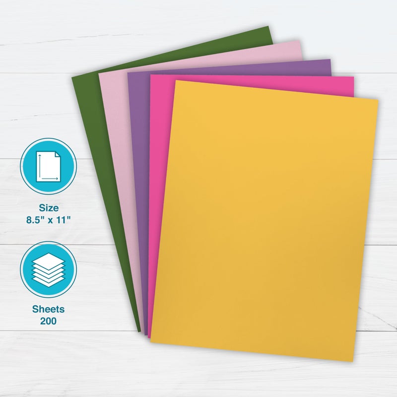 PrintWorks Floral Cardstock Paper 8.5" x 11" - 200 Sheets - 5 Assorted Colors for Flowers - Ideal for School & Craft Projects - 67 lb/147 gsm & 65 lb/176 gsm - Made in the USA (00602) - Image 2